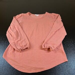 Lauren Conrad Top Blouse Long Sleeve Salmon Comfort Stretch Womens Medium